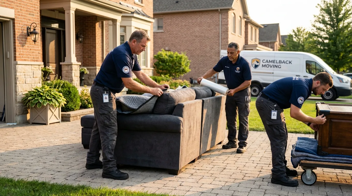 Large estate moving crew wrapping furniture in Concord, CA